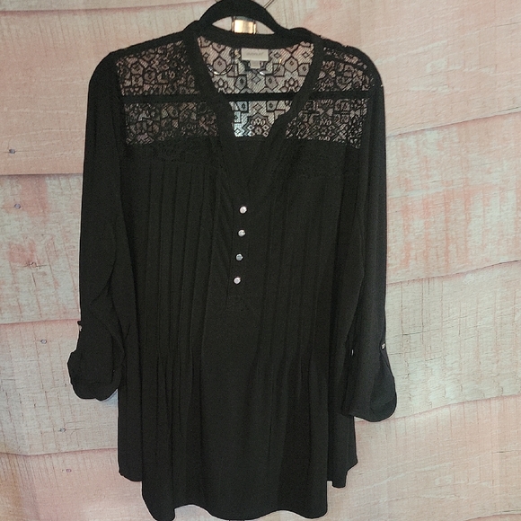 Avenue Tops - Avenue Black Lace Blouse